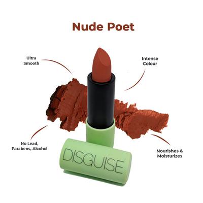 DISGUISE Ultra-Comfortable Satin Matte Lipstick, Nude Poet 04 4.2 gm - Lipsticks