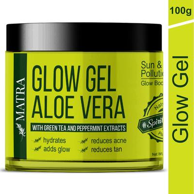 Matra Aloe Vera Glow Gel - Green Tea and Peppermint Extracts 100 gm - Face Gels