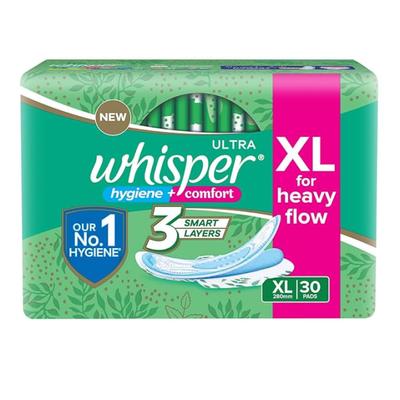 Whisper Ultra Hygiene + Comfort Sanitary Pads For Heavy Flow (XL) 30's - Sanitary Napkins