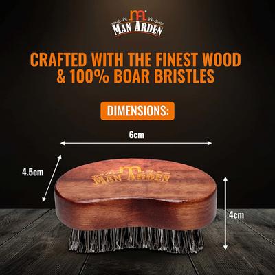 Man Arden Boar Bristle Beard Brush with Leather Pouch 1's - Beard Comb