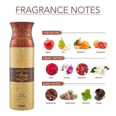 Ajmal Wisal Dhahab & Sacred Love Deodorant Spray- For Men & Women (Pack Of 4) 200 ml - Perfumes (Edt/Edp)