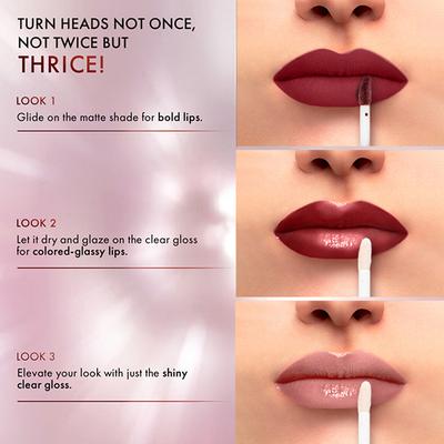 Lakme 9 to 5 Matte to Glass Liquid Lip - Vintage Red 7.6 ml - Liquid Lipsticks