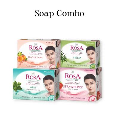 Rosa Transparent Bathing Bar (Pack Of 4) (Buy 3 & Get 1 free) - Soaps