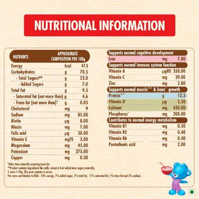 Nestle Ceregrow 2 - 6 years Multigrain Cereal with Milk & Fruits Powder - Refill Pack 300 gm - Baby And Infant Supplements
