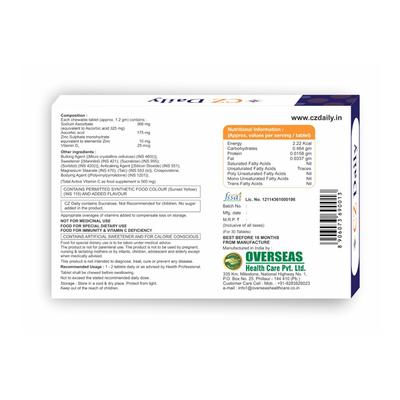 CZ DAILY ORANGE FLAVOURED Tablet 10's - Supplements-Cal
