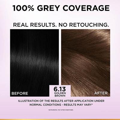 L'Oreal Paris Excellence Creme Hair Color, 6.13 Golden Brown (100gm + 72ml) 1's - Crème