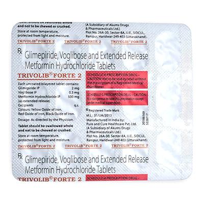 TRIVOLIB FORTE 2 Tablet 15's - Diabetes-Ant