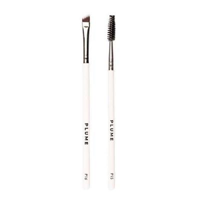 Plume P15 Brow Spoolie & P16 Angled Brow Brush Bundle 1's - Face Brush