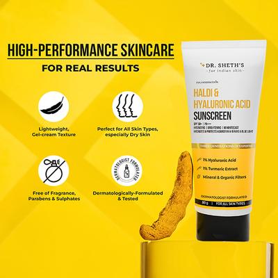 Dr. Sheth'S Haldi & Hyaluronic Acid SPF 50+ PA+++ Sunscreen 80gm - Face Sunscreen