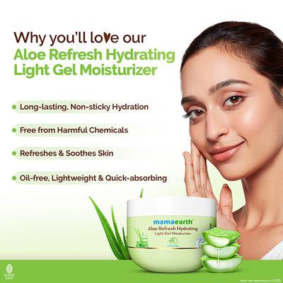 Mamaearth Aloe Refresh Hydrating Light Gel Moisturizer with Aloe Vera & HA 200 gm - Face Moisturizers