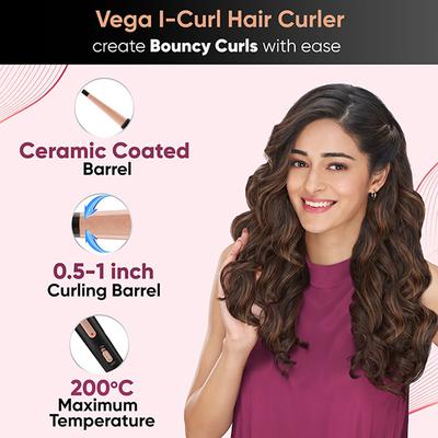 VEGA I-Curl Hair Curler VHCH-05 (Ananya Panday Signature Collection) Rose Gold 1 gm - Multi-Stylers