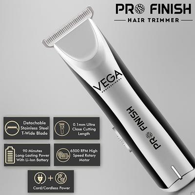 VEGA Professional Pro Finish Hair Trimmer with 90 mins Runtime, (VPVHT-06) 161 gm - Trimmers