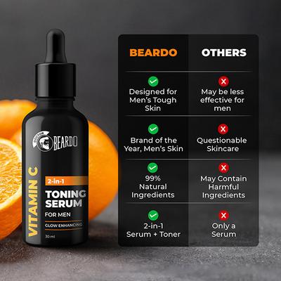 Beardo Vitamin-C 2-In-1 Toning Serum Glow Emhancing for Men 30ml - Face Serum
