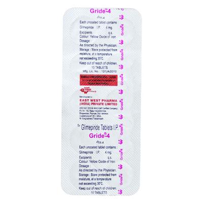 Gride 4mg Tablet 10'S - Diabetes-Ant