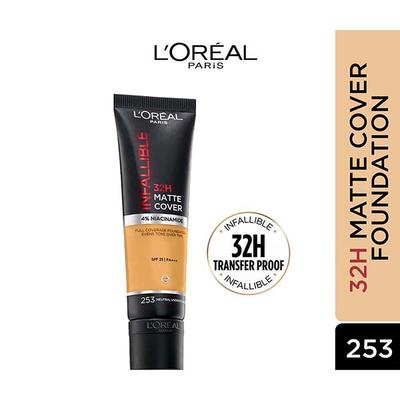 L'Oreal Paris Infallible 32H Matte Cover Liquid Foundation - 253 Neutral Undertone 30 ml - Foundation