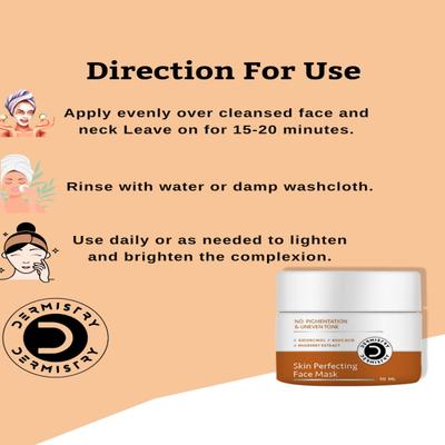 Dermistry No Pigmentation & Dark Spots Kojic Acid Skin Perfecting Face Wash 100 ml + No Pigmentation Kojic Acid Skin Perfecting Face Mask 50 ml - Masks & Peels