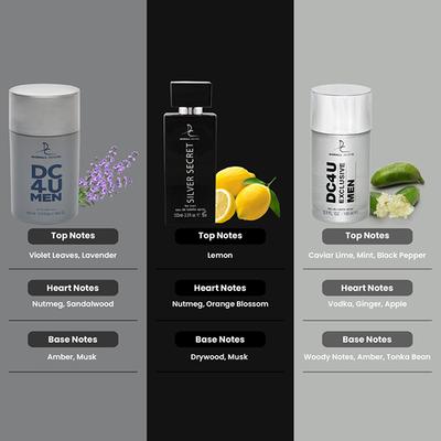 Dorall Collection DC 4 U + Silver Secret + DC 4 U Exclusive EDT Set 3's - Men Perfumes (Edt/Edp)