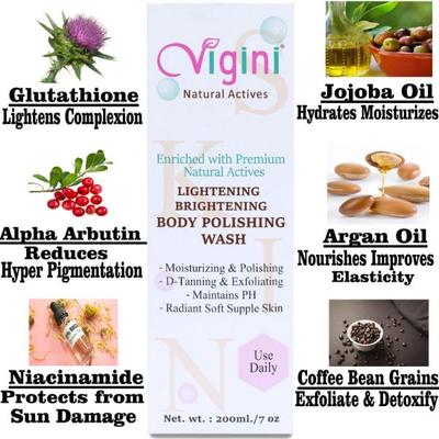 Vigini Lightening Exfoliating Tan Removal Body Polishing Wash 200 ml - Body Butter