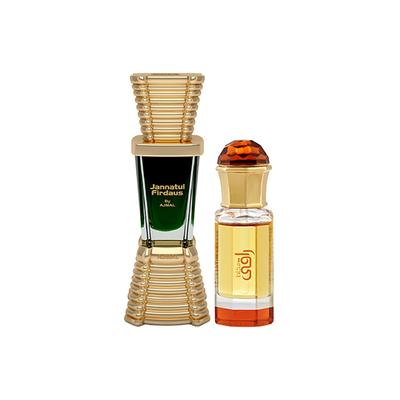 Ajmal Jannatul Firdaus Concentrated Perfume Oil Oriental Attar And Mukhallat Raaqi Concentrated Perfume Oil Floral Fruity Attar 20 ml - Deodorants/Roll-Ons