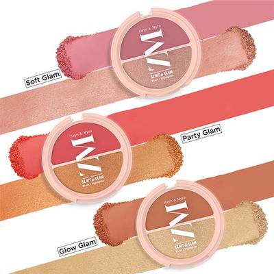 Zayn & Myza Glint & Glow Glam Blush + Highlighter Duo 8 gm - Blush Brush