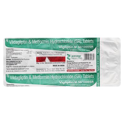 VIGLIPTIN M SR 50/1000 Tablet 15's - Diabetes-Ant