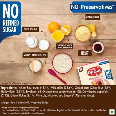 Nestle Cerelac Baby Food Cereal No Refined Sugar No Preservatives - Multigrain & Fruits (For 12 to 24 Months Baby) 300 g - Baby And Infant Supplements