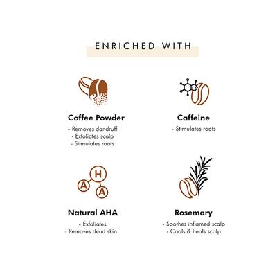 mCaffeine Naked & Raw Coffee Scalp Scrub for Dandruff Control & Scalp Exfoliation 250 gm - Scrubs & Exfoliants