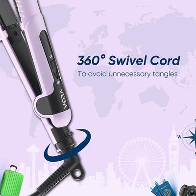 Vega Go Mini Hair Straightener for Women with Quick Heat Up, Best for Travelling (VHSH-40) 340 gm - Straighteners