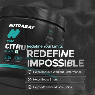 Nutrabay Pure Citrulline Malate Amino Acid Powder - Unflavoured 250 gm - Amino Acids