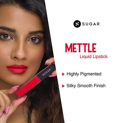 SUGAR Cosmetics Mettle Liquid Lipstick - 06 Electra (Orange with hints of red) 7 gm - Liquid Lipsticks