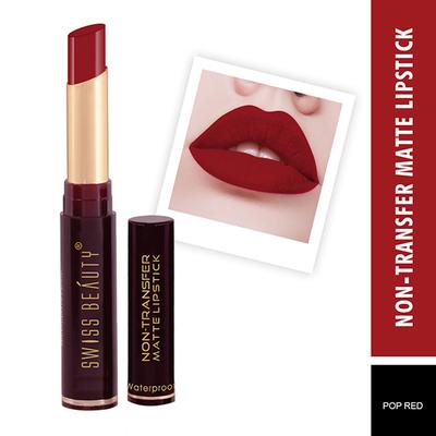 Swiss Beauty Non-Transfer Matte Lipstick - (Pop Red) 2 gm - Lipsticks