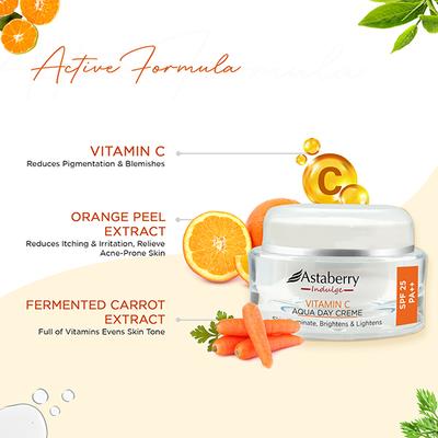 Astaberry Indulge Vitamin C Aqua Day Creme for Skin Illuminate - Brightens & Lightens 50 gm - Face Moisturizers