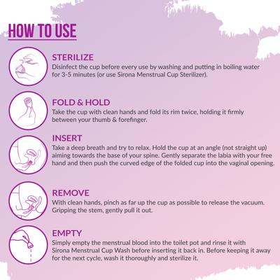 Sirona Reusable Menstrual Cup - Large + Intimate Wash 15 ml + Menstrual Cup Wash 15 ml - Menstrual Cups