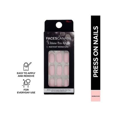 Faces Canada Ultime Pro Splash Instant Manicure - Bubblegum , Press On Nail Extensions - 16 Pcs 1's - Nail Art