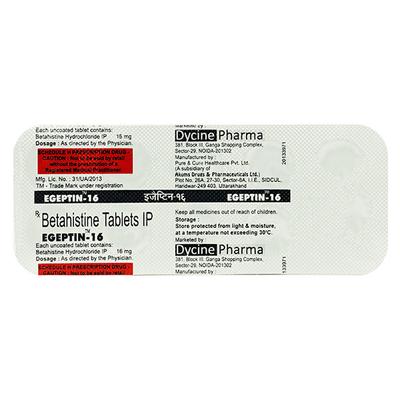 EGEPTIN 16mg Tablet 10's - Vertigo-Ant