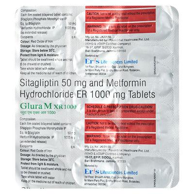 GLURA M XR 1000 Tablet 15's - Diabetes-Ant