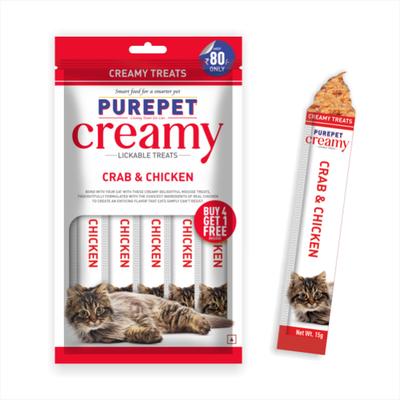 Purepet Creamy Cat Lickable - Treats Crab & Chicken (Buy 4 Get 1 Free) 1's - Petfood