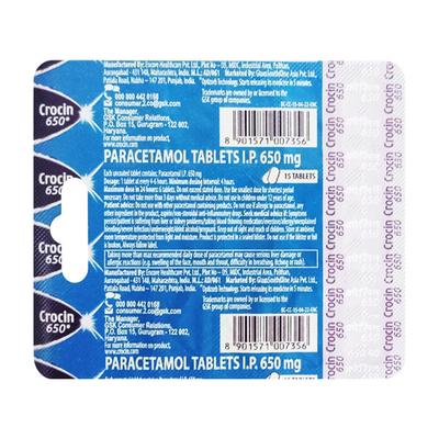 Crocin 650mg Tablet 15'S - Fever-Ana