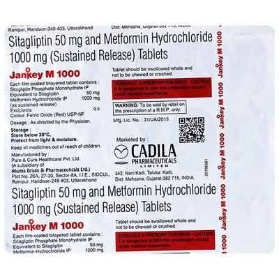 JANKEY M 1000 Tablet 15's - Diabetes-Ant