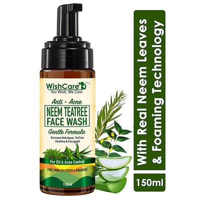 WishCare Neem TeaTree Face Wash - Face Wash For Oily Skin - Oil & Acne Control - Anti Acne Face Wash 150 ml - Face Washes