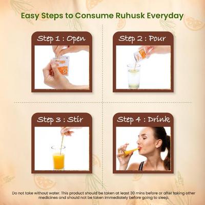 Rusan Ruhusk Ispaghula Husk 3.5 g Sachets - Orange Flavour 30's - Indigestion/Constipation
