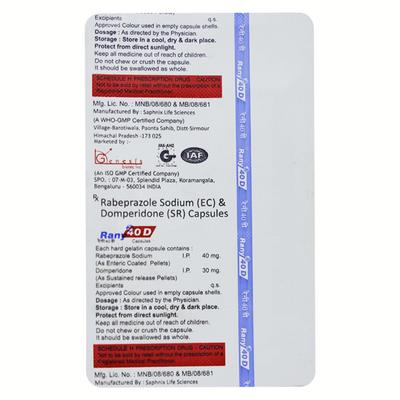 RANY 40 D Capsule 10's - Ulcer/Reflux/Flatulence-Aaa