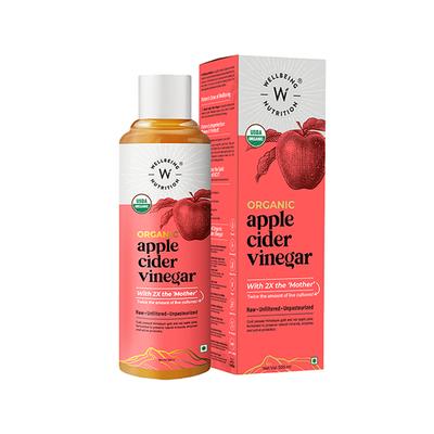 Wellbeing Nutrition Organic Himalayan Apple Cider Vinegar (ACV) with Mother of Vinegar, Raw, Unfiltered, Unpasteurized - 500ml - Apple Cider Vinegar - Acv