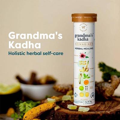 Wellbeing Nutrition Grandma's Kadha -Ayurvedic Natural Immunity Booster, Ayurvedic Kadha for Immunity, Cold, Cough, Sore Throat 15 Tablets - Vitamin C