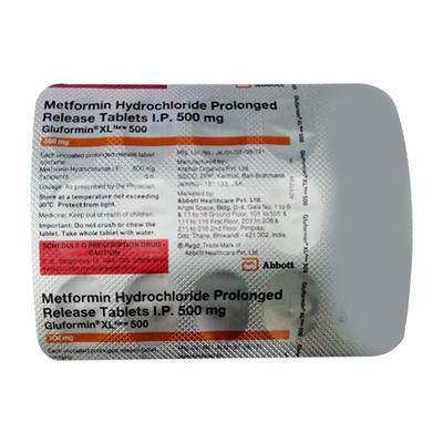 GLUFORMIN XL NEW 500mg Tablet 15's - Diabetes-Ant