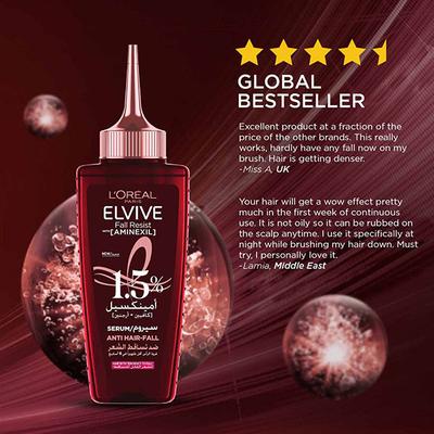 L'Oreal Paris Fall Resist Anti Hair Fall Serum with 1.5% Aminexil, for Lesser Visible Scalp 102 ml - Hair Serums