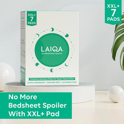 LAIQA Double Extra Large Plus (350mm) Heavy Flow Night Sanitary Pads For Women with Wider Back (120mm) XXL Pads + 2 Pantyliners 9's - Others