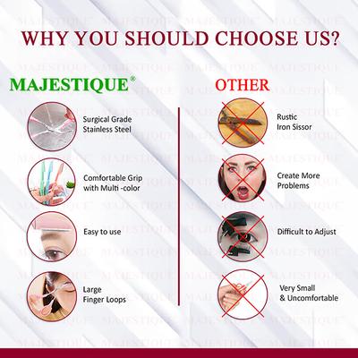 Majestique Eyebrow Trimmer Scissors with Folding Facial Razors - Multicolor 3's - Face & Eyebrow Razors