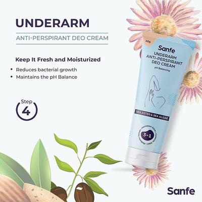 Sanfe Underarm Anti-Perspirant Deo Cream - Sea Aster & Sea Algae 60 gm - Lotions & Creams