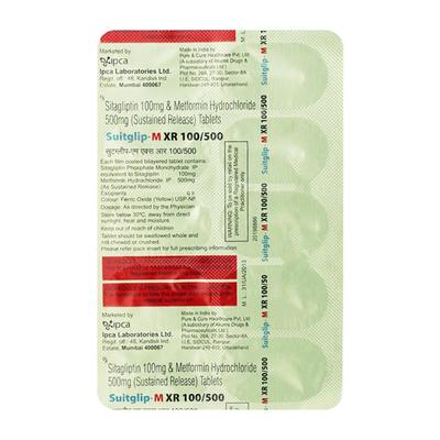 SUITGLIP M XR 100/500 Tablet 10's - Diabetes-Ant